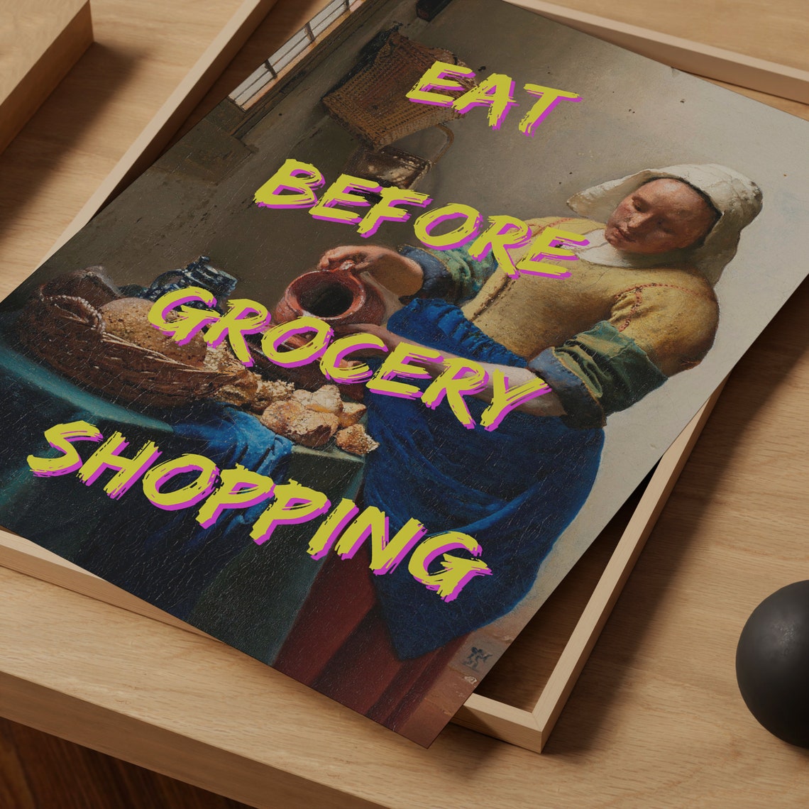 Eat Before Grocery Shopping Altered Vintage Milkmaid Art Poster - Image 2