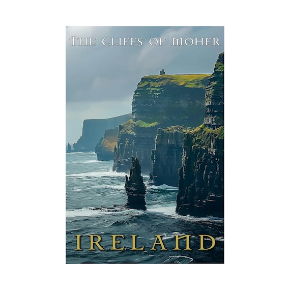 The Cliffs Of Moher Ireland Poster Dramatic Coastal Landscape Art