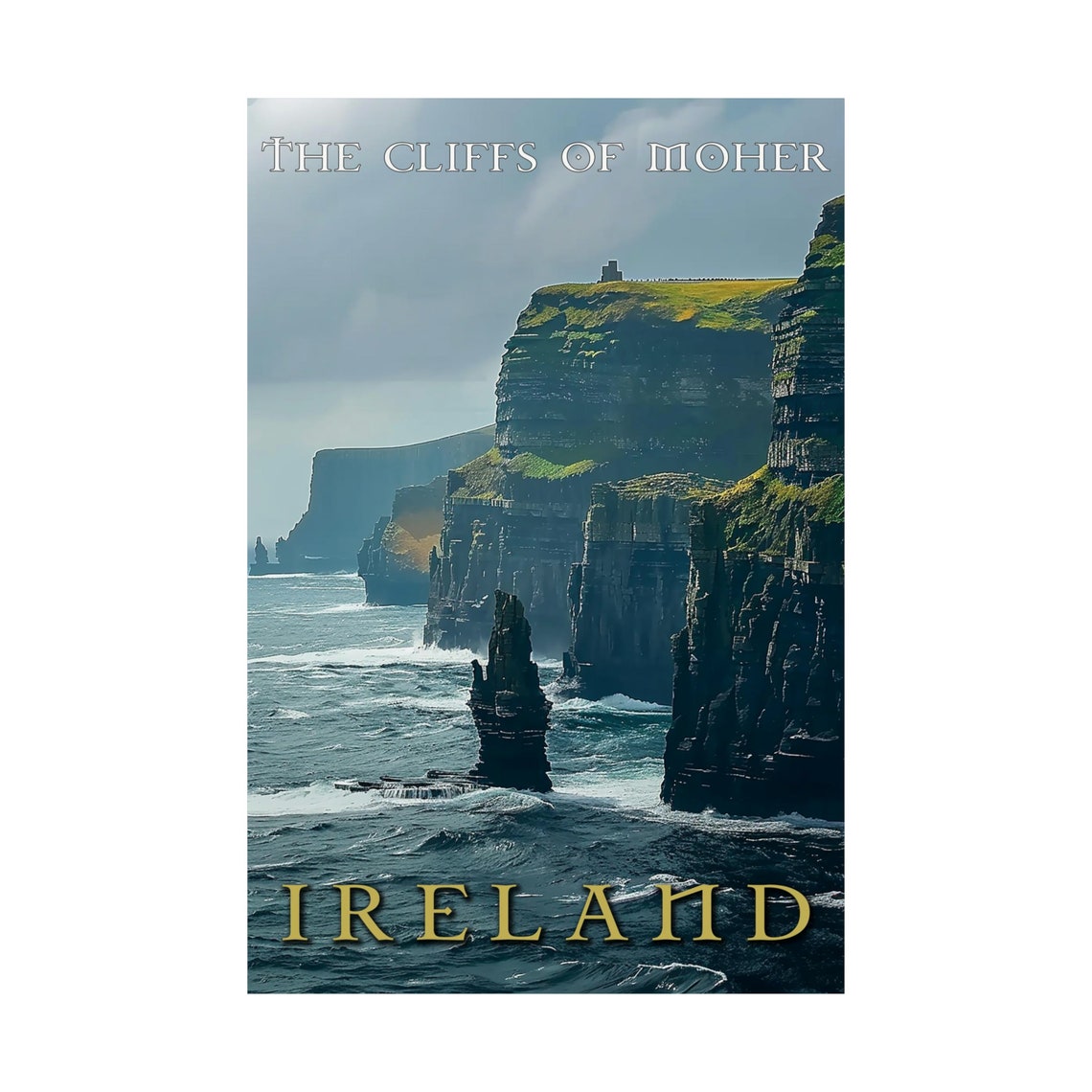 The Cliffs Of Moher Ireland Poster Dramatic Coastal Landscape Art