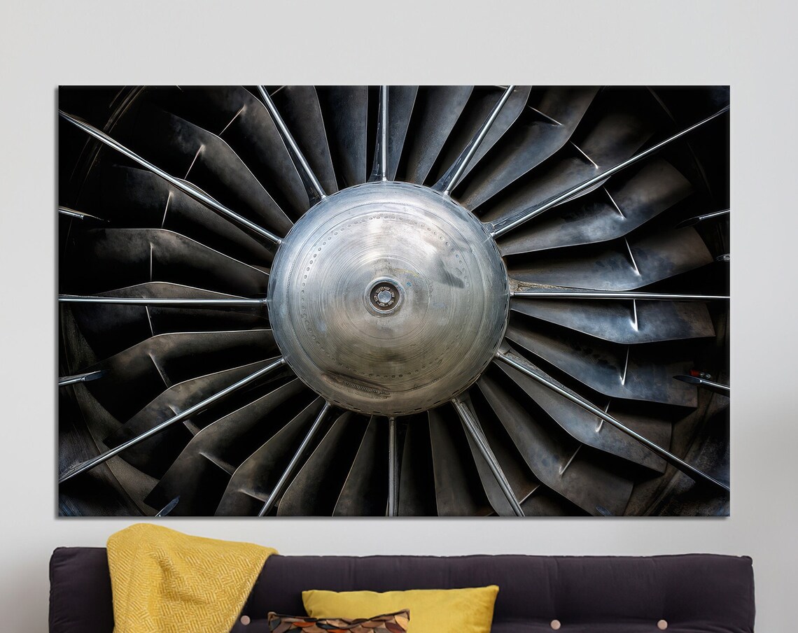 Aircraft Jet Engine Turbine Blades Industrial Aviation Photo Poster