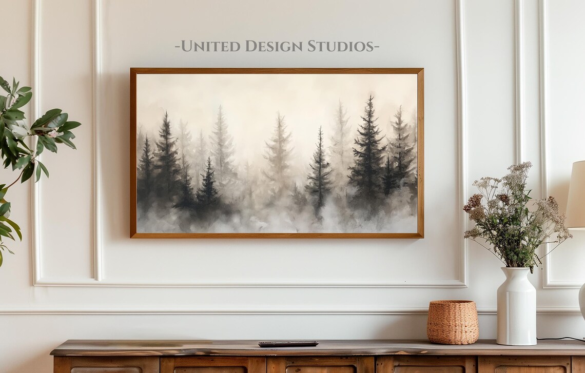 Winter Forest Landscape Art Print, Rustic Neutral - Image 3