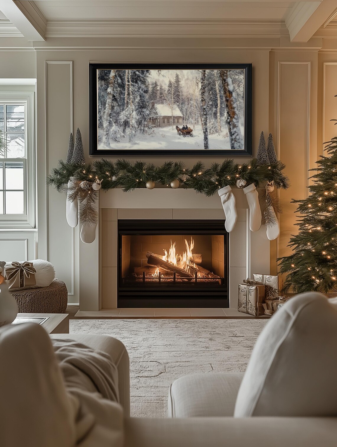 Winter Carriage Ride Landscape Art Print, Farmhouse - Image 2