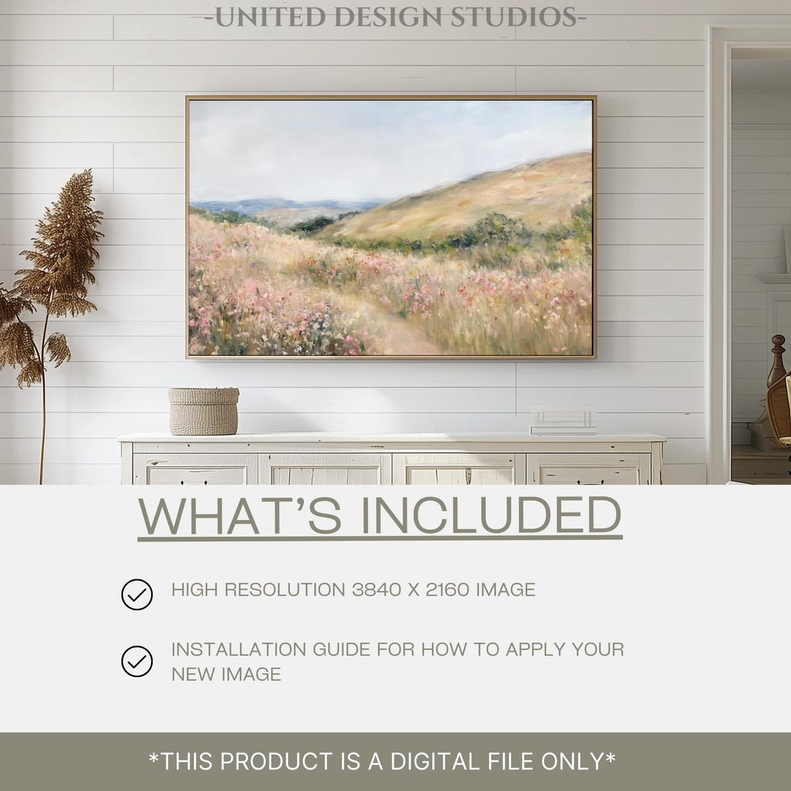 Wildflower Meadow Path Rolling Hills Spring Landscape Poster - Image 2
