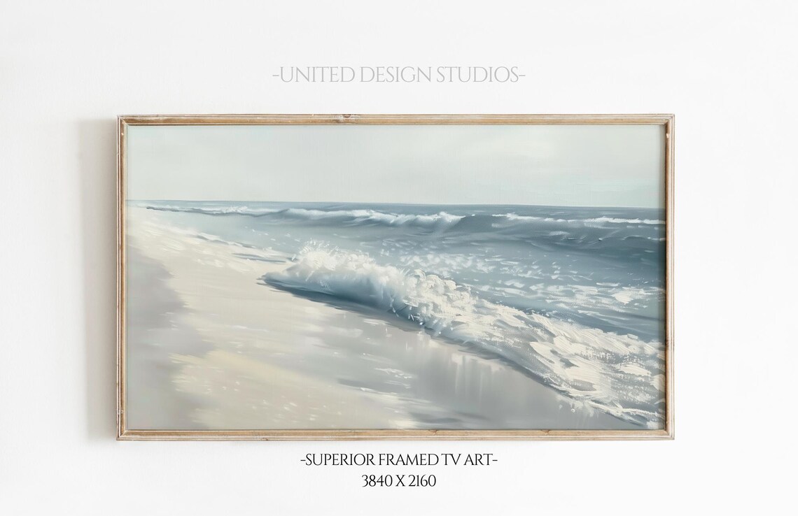 Coastal Ocean Beach Neutral Seascape Art Print