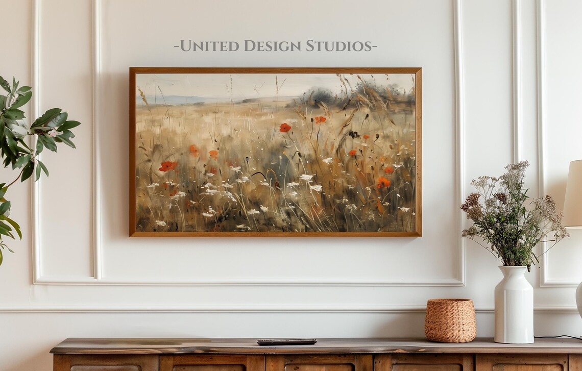 Cottagecore Wildflower Meadow Red Poppies Warm Painting Poster - Image 4