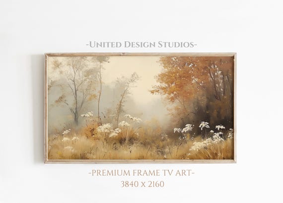 Fall Frame Tv Art Painting Of Fall Trees And Foliage Warm Toned Tv Artwork Rustic Farmhouse Fall Art For The Frame Tv