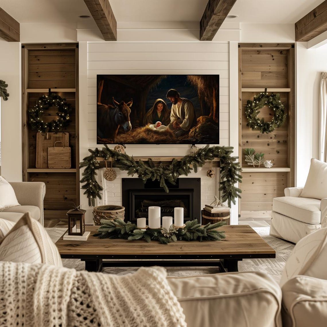 Nativity Scene Christmas Frame Tv Art Baby Jesus In The Manger Frame Tv Art Christian Christmas Frame Tv Art Jesus Mary And Joseph Tv Art - Image 4