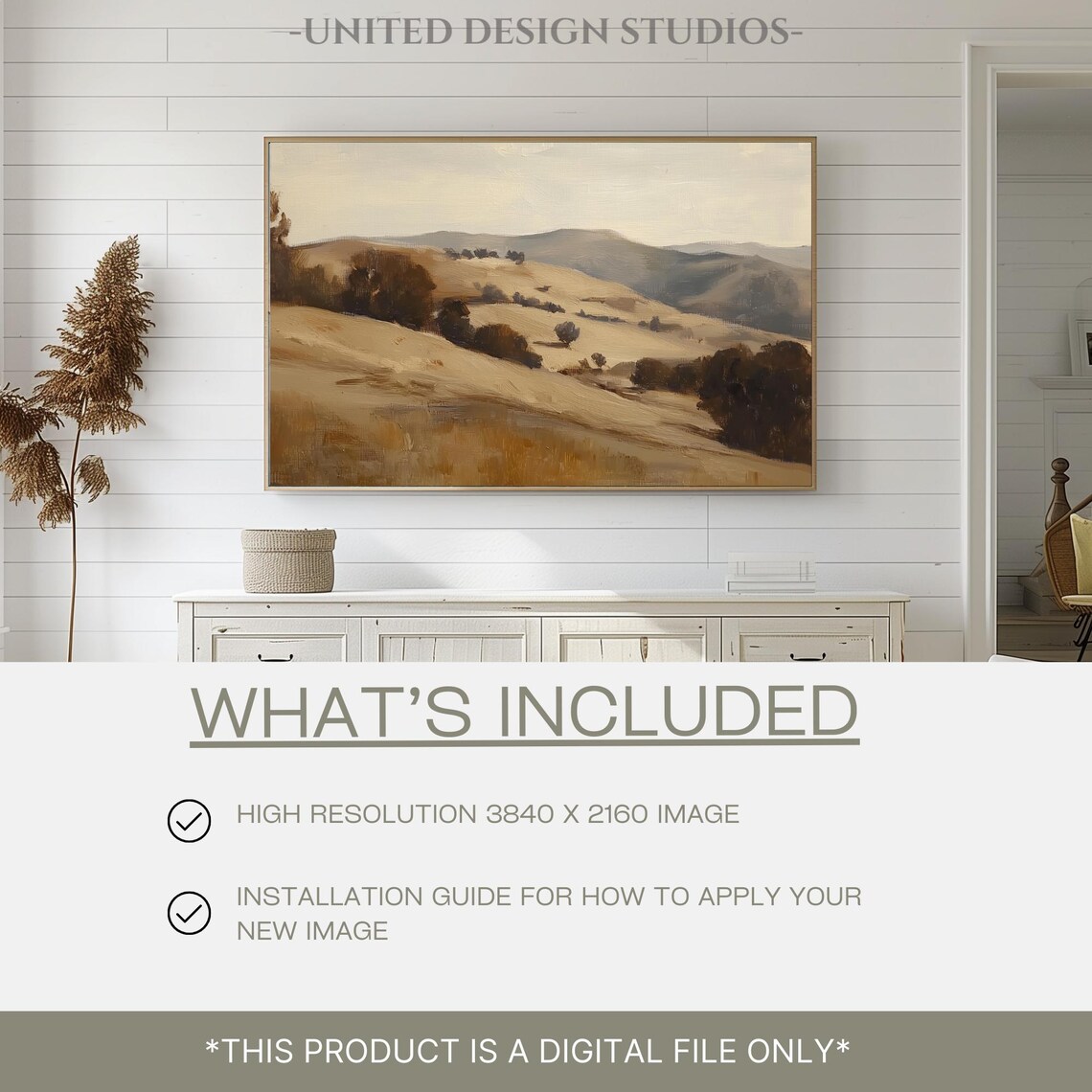 Golden Autumn Hills Countryside Painting Fall Landscape Wall Art - Image 2