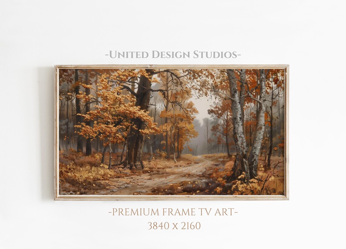 Autumn Forest TV Art, Fall Seasonal Wall Art