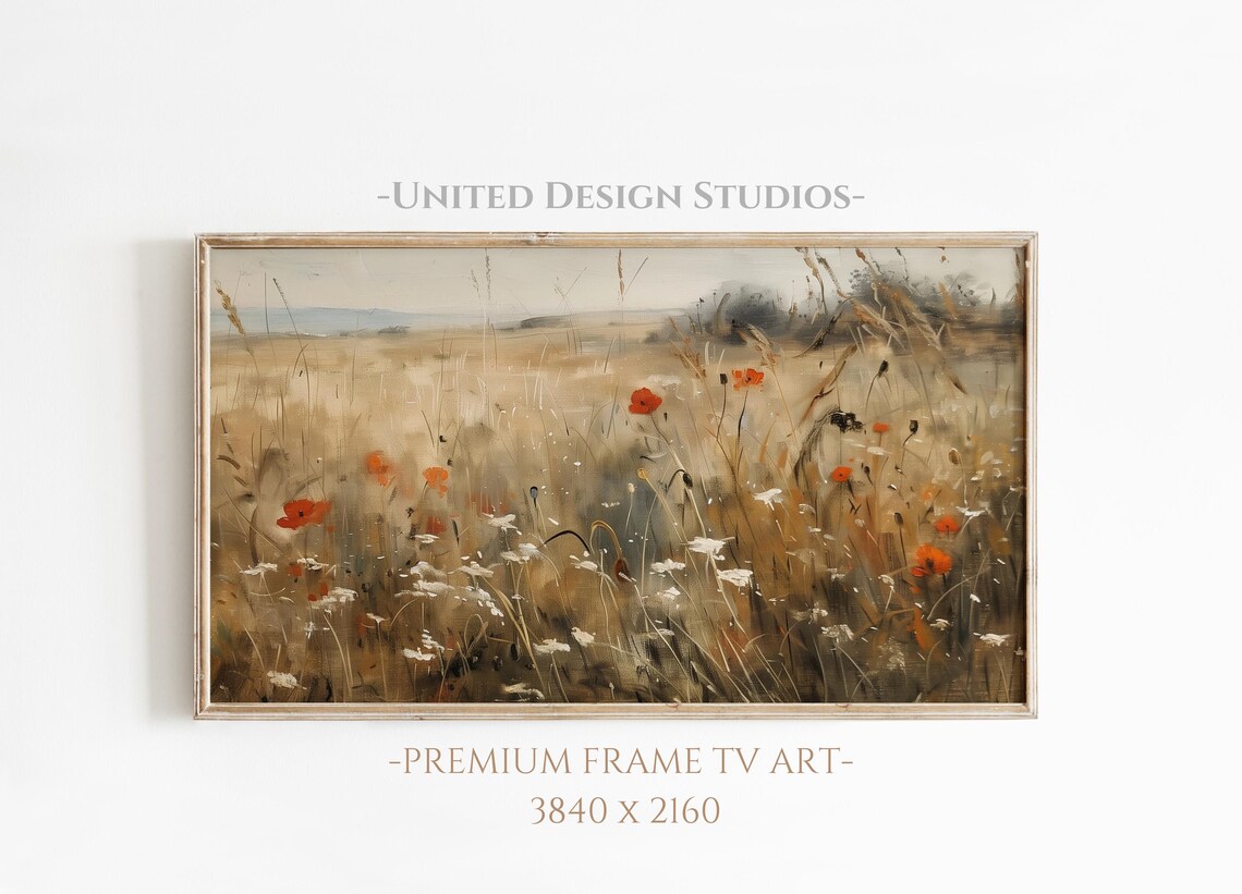 Cottagecore Wildflower Meadow Red Poppies Warm Painting Poster