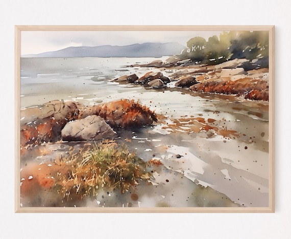 Isle Of Skye Scotland Painting Print Coral Beach Large Wall Art Scottish Landscape Coast Home Decor Gift Art