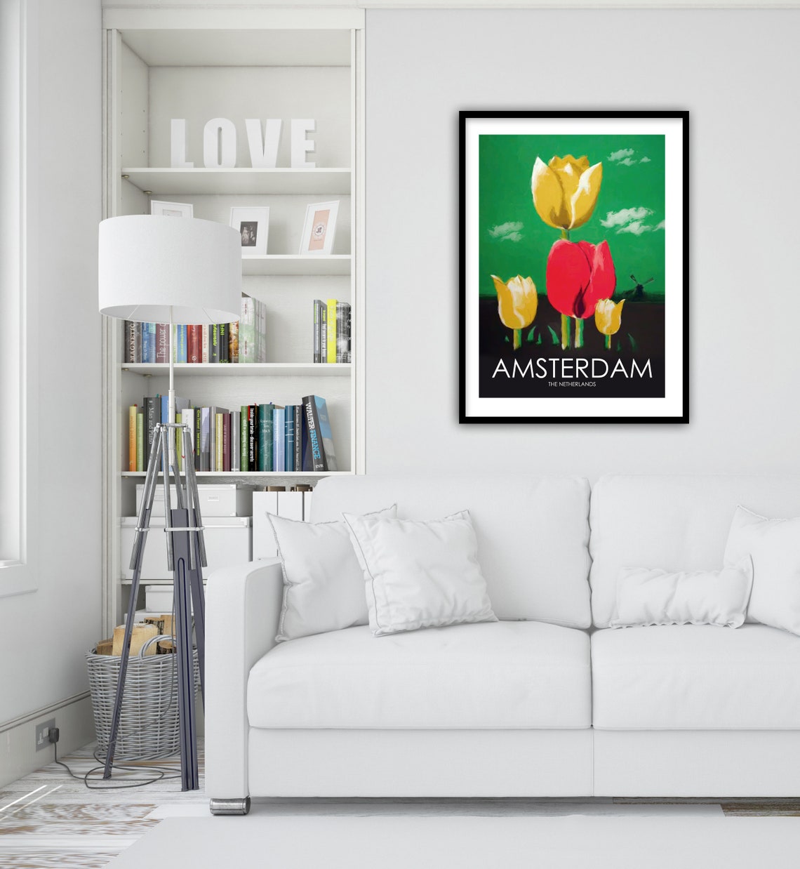 Amsterdam Netherlands Tulips Windmill Dutch Retro Travel Poster - Image 2