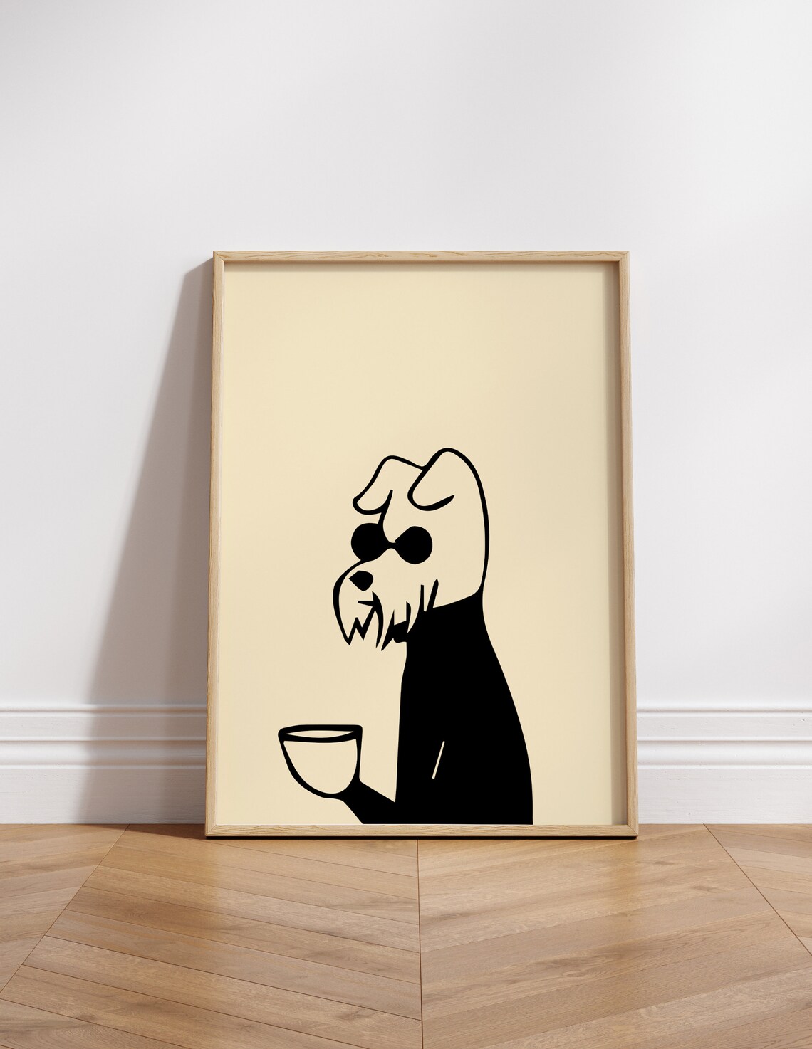 Dog Drinking Coffee Mid-Century Art Print - Image 3