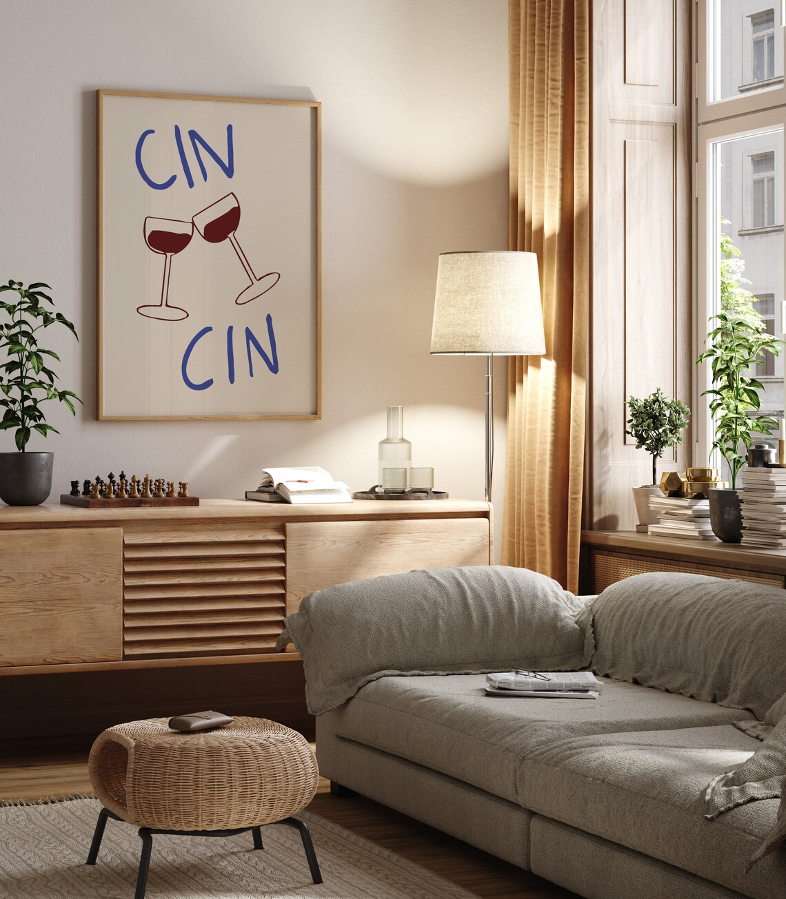 Cin Cin Cheers Wine Glasses Kitchen Art Print - Image 7