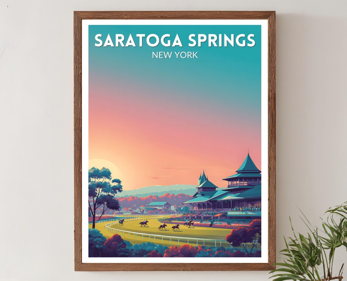 Saratoga Springs New York Horse Racing Track Grandstand Sunset Poster