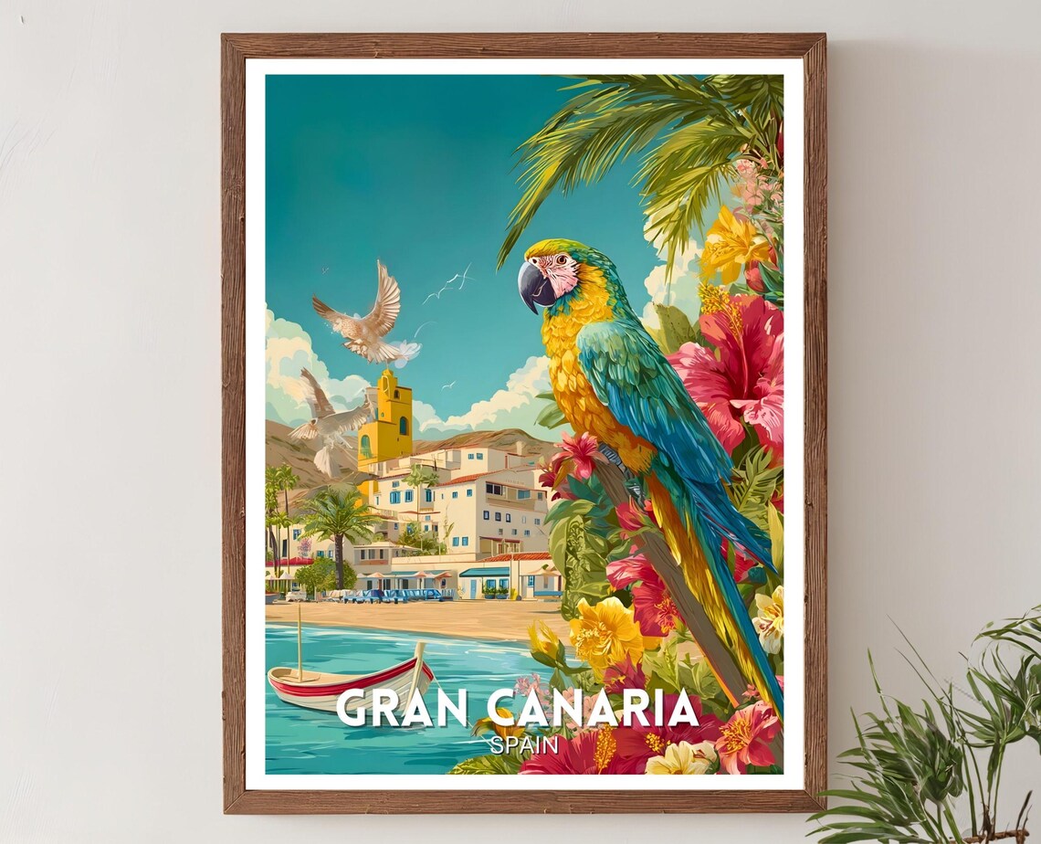 Gran Canaria Vintage Travel Poster, Spain