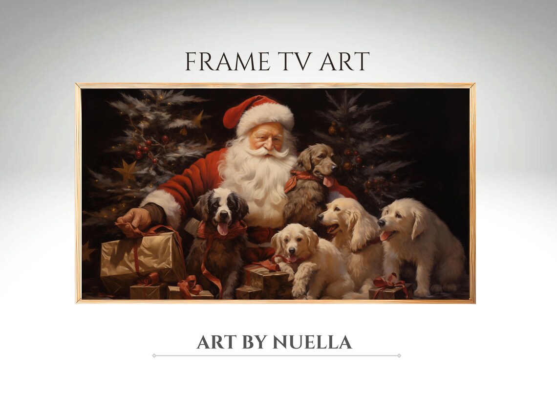 Christmas Dog Art Print, Holiday Pet Portrait
