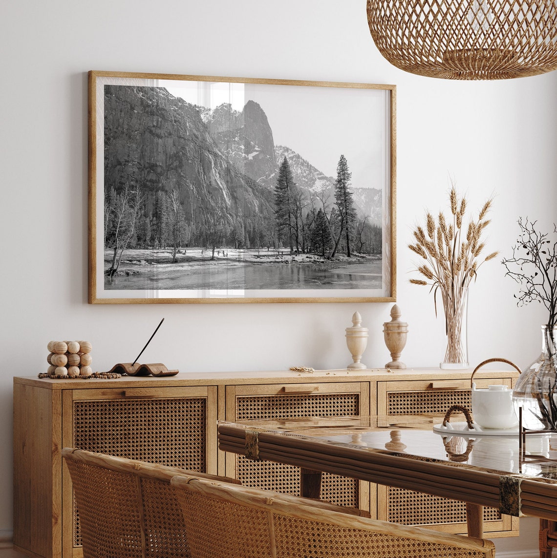 Yosemite Valley Winter Snow Granite Cliffs Merced River View Poster - Image 5