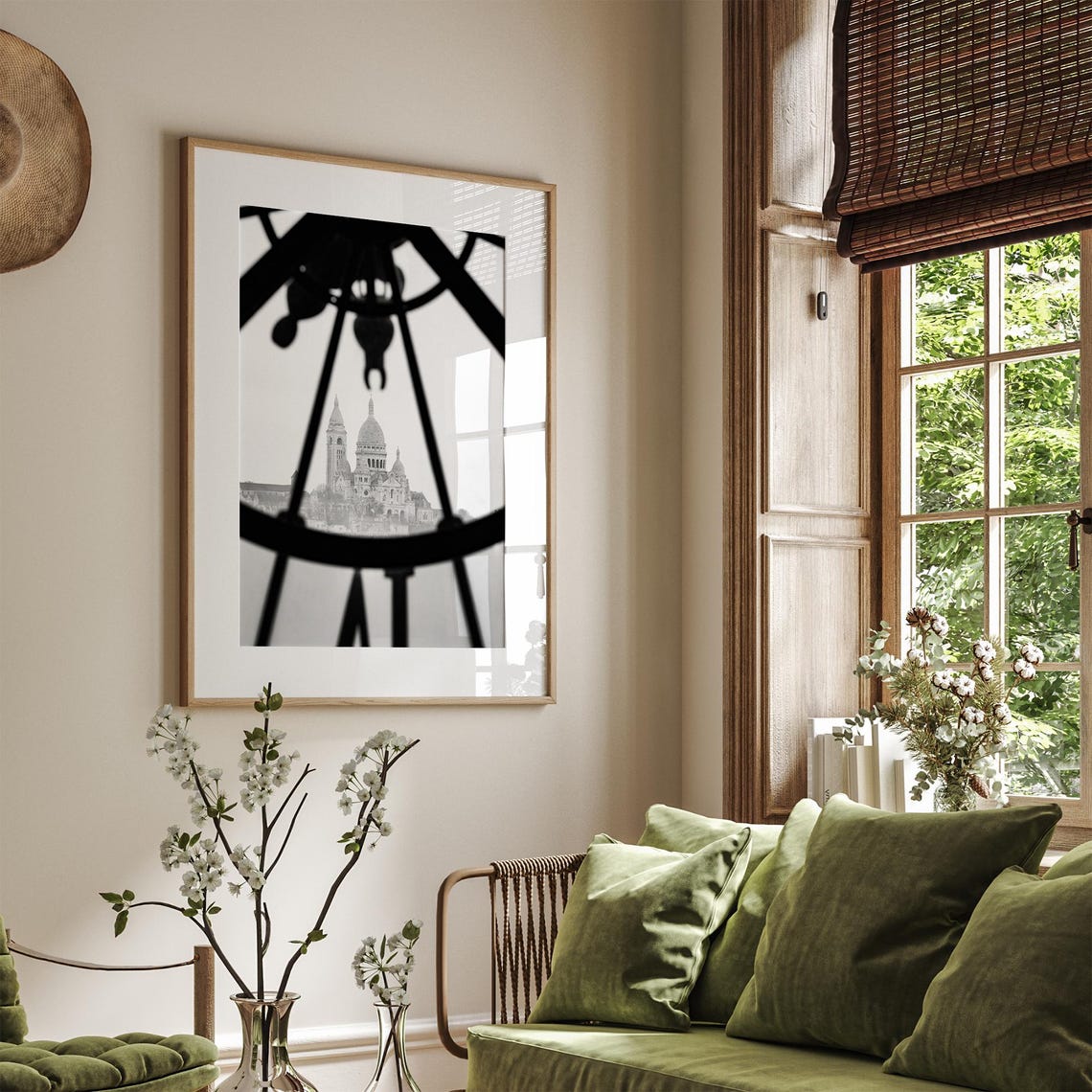 Paris Sacre Coeur Musee Orsay Clock View Black And White Travel Poster - Image 3