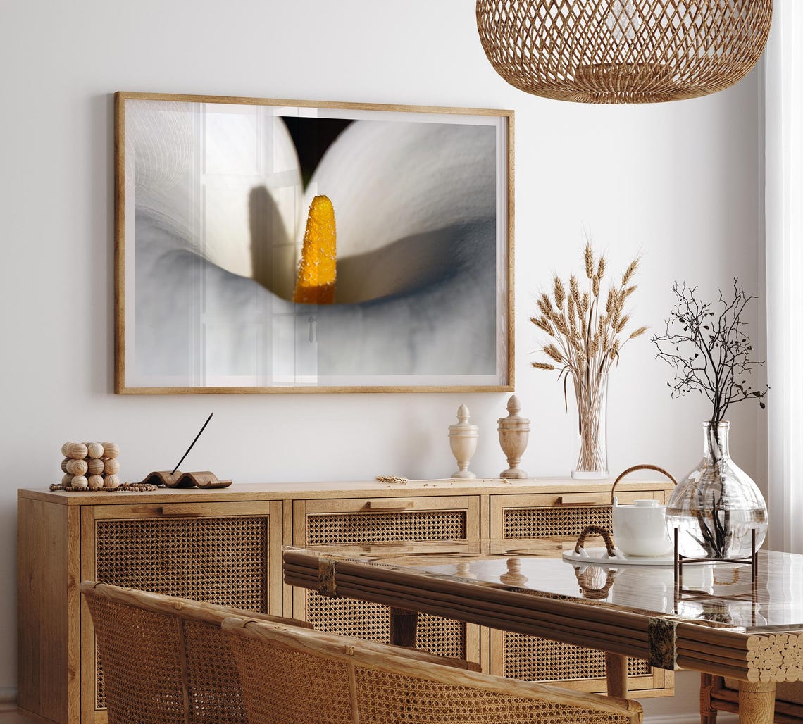 White Calla Lily Macro Golden Center Elegant Botanical Art Print - Image 3