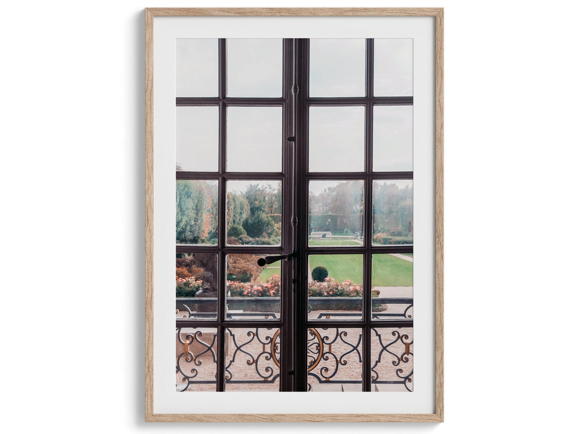 Paris French Window Balcony Garden View Romantic Wall Art Poster - Image 2
