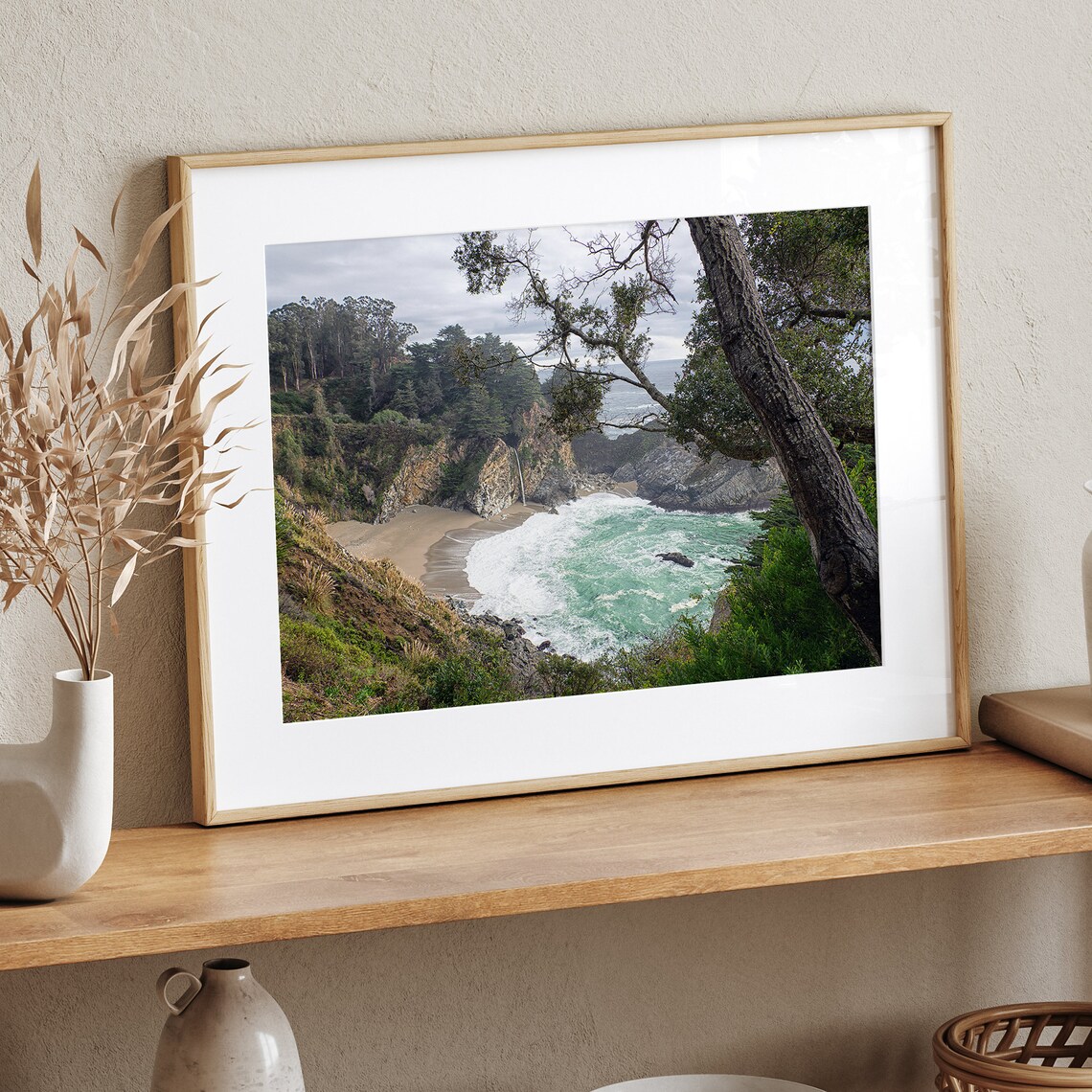 Big Sur California Beach Waterfall Landscape Art Print - Image 5