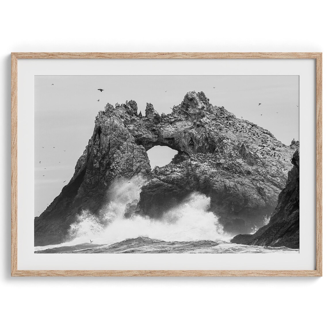 Black And White Ocean Surf Art Print, PNW Beach