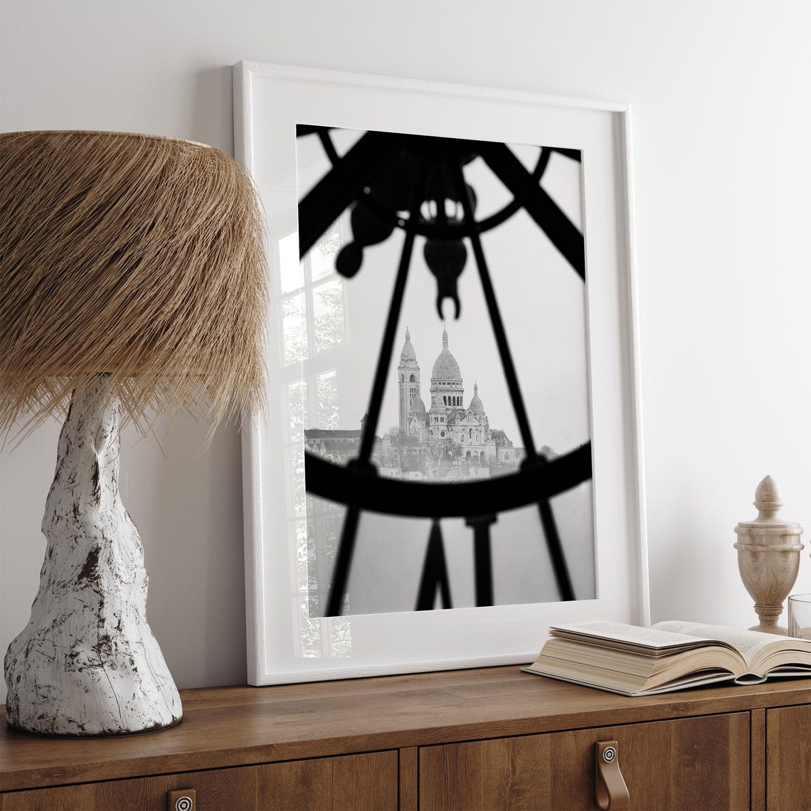 Paris Sacre Coeur Musee Orsay Clock View Black And White Travel Poster - Image 5