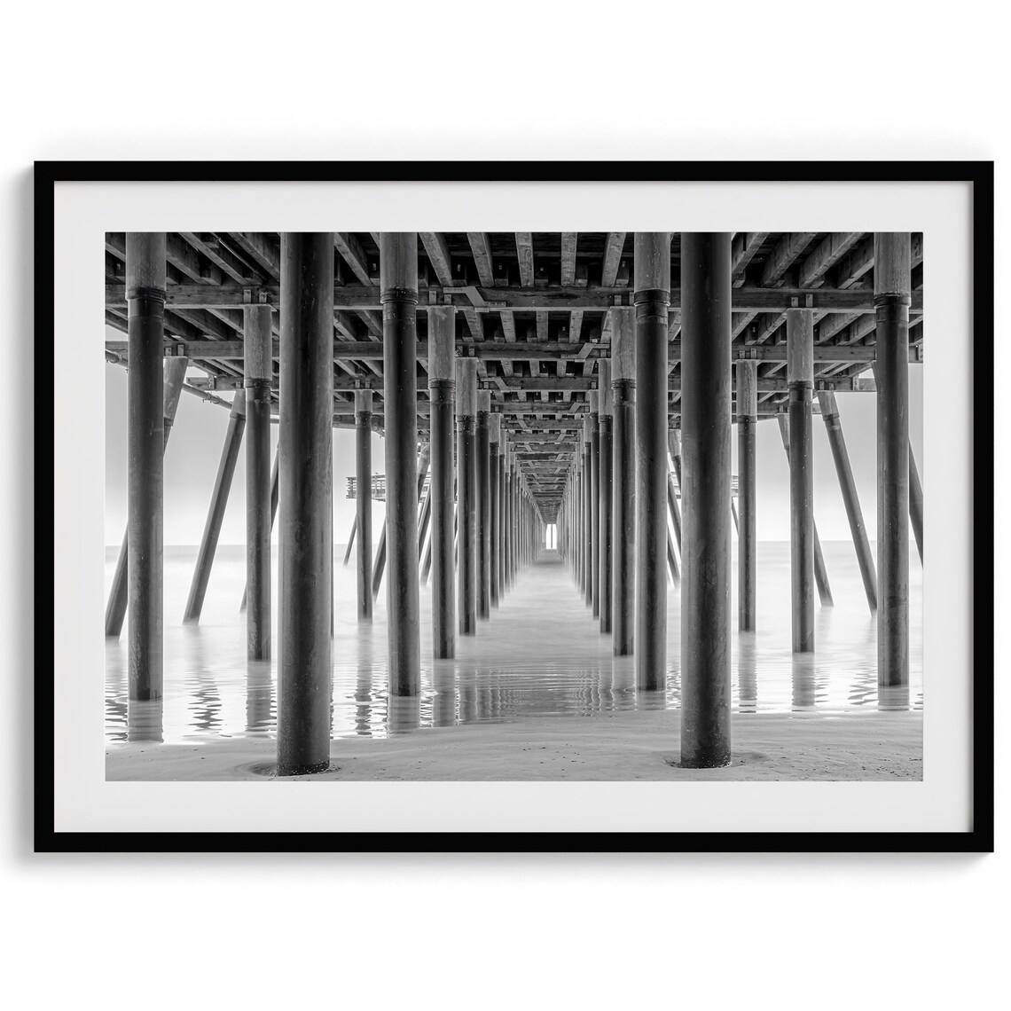 Pismo Beach Pier Black and White Travel Poster