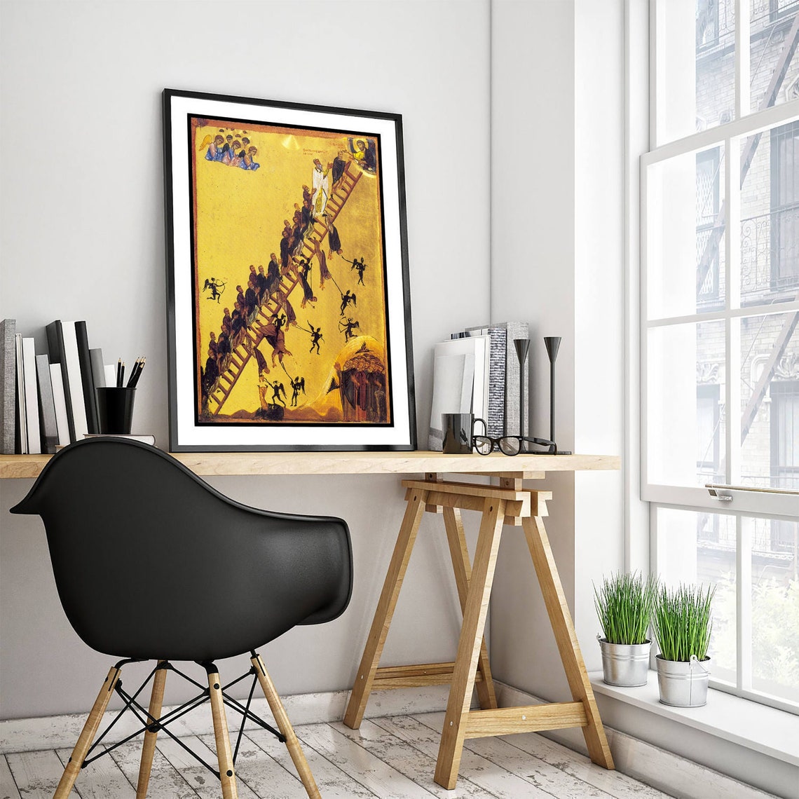 Ladder of Divine Ascent Byzantine Icon Monastery Painting Poster - Image 2