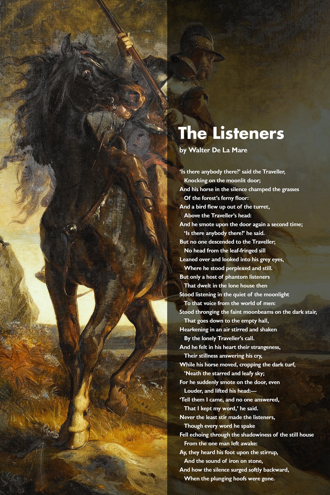 The Listeners Horse Art Print, Walter De La Mare - Image 3