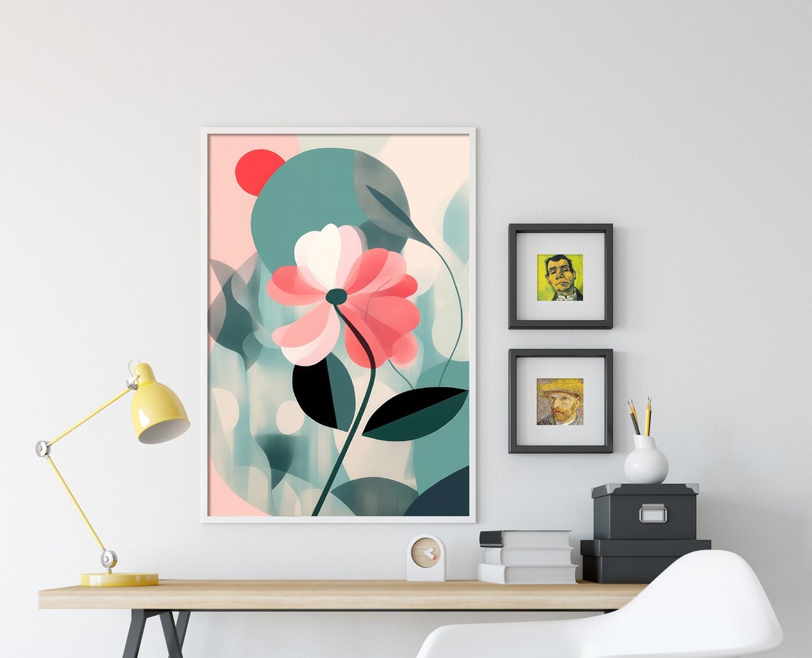 Bold Modern Pink Pop Art Flower Abstract Botanical Bloom Poster - Image 4