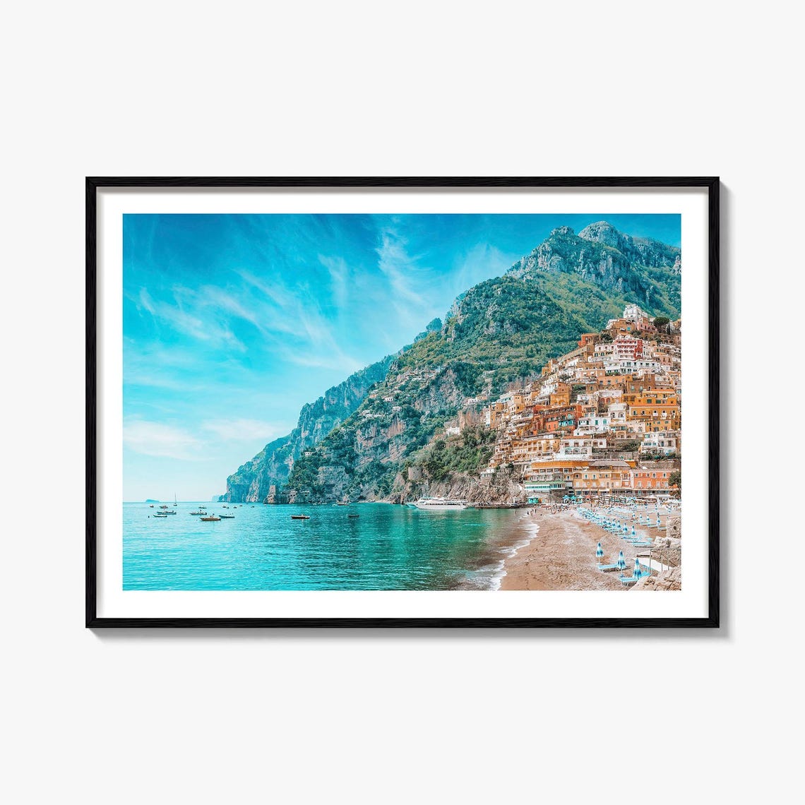 Positano Amalfi Coast Italy Cliffside Beach Photo Travel Poster