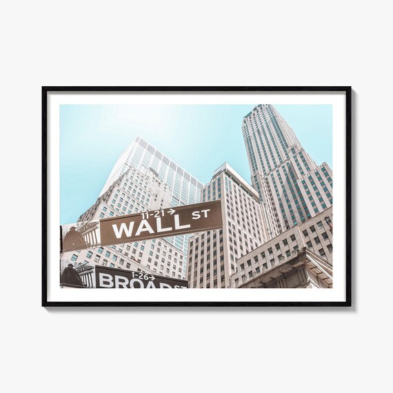 Wall Street New York Financial District Skyscrapers Street Sign Poster