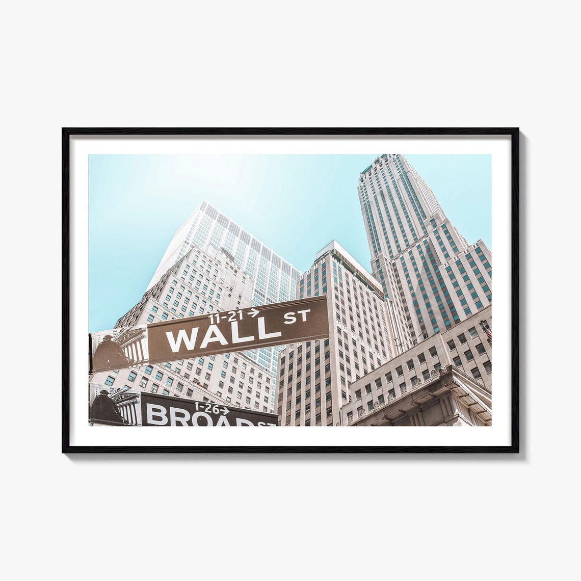 Wall Street New York Financial District Skyscrapers Street Sign Poster