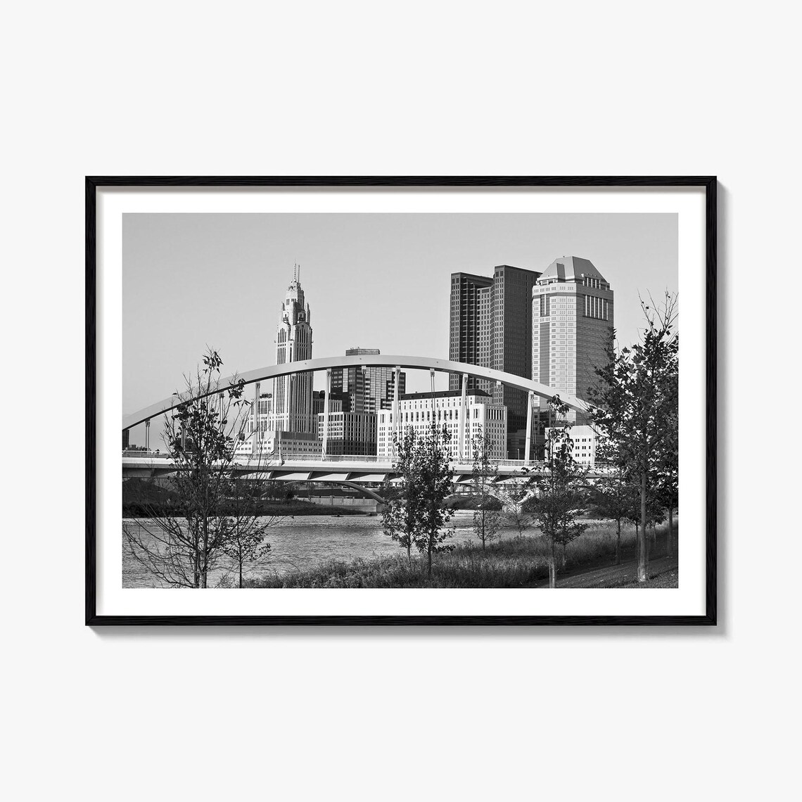Ohio Black and White Travel Map Art Print