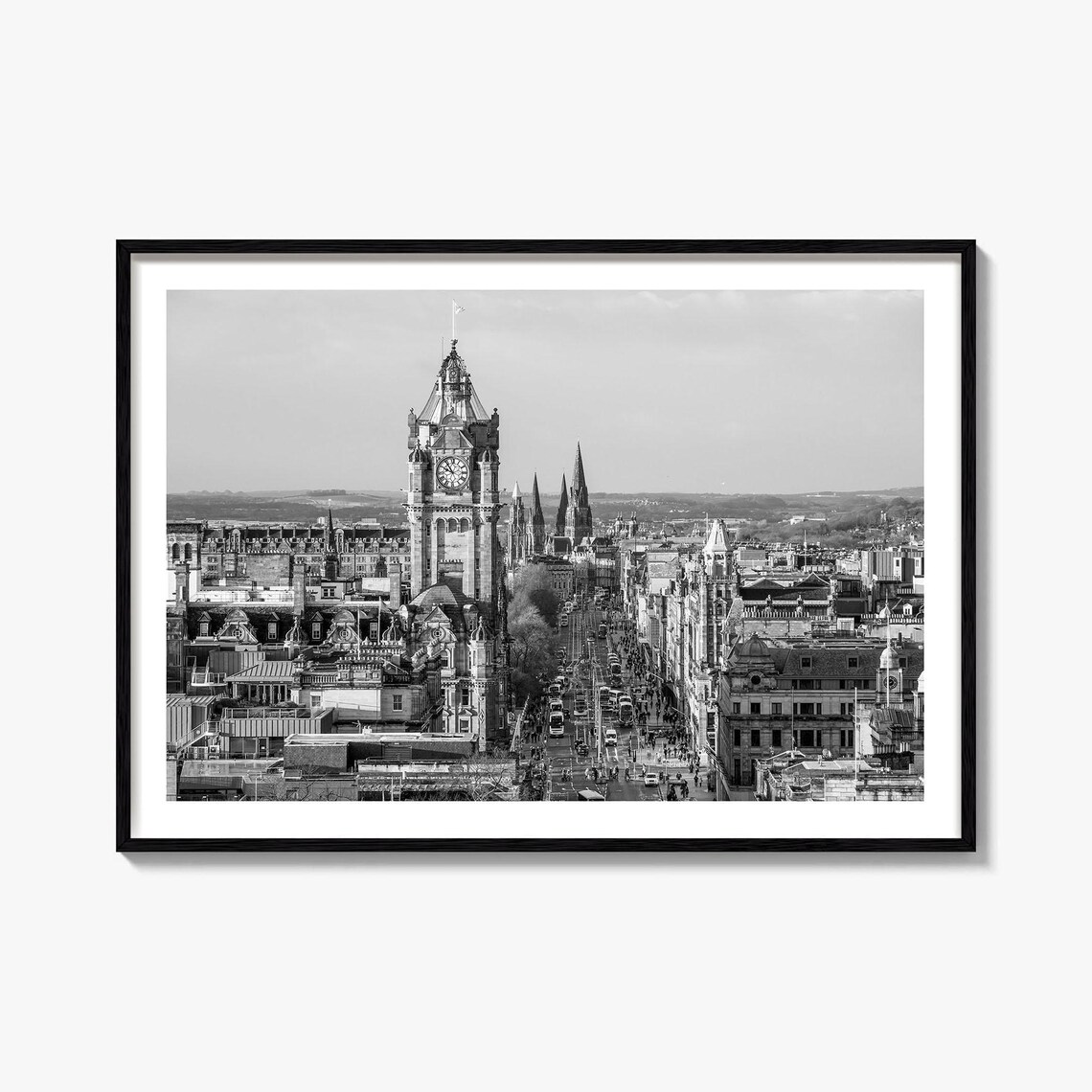 Edinburgh Scotland Princes Street Black And White Historic Photo Poster