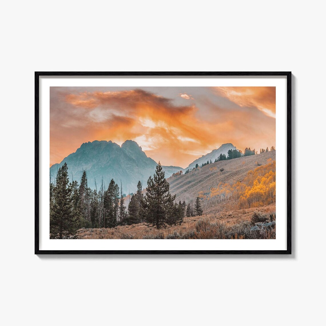 Idaho Grand Teton Sunset Mountain Peaks Landscape Photo Poster