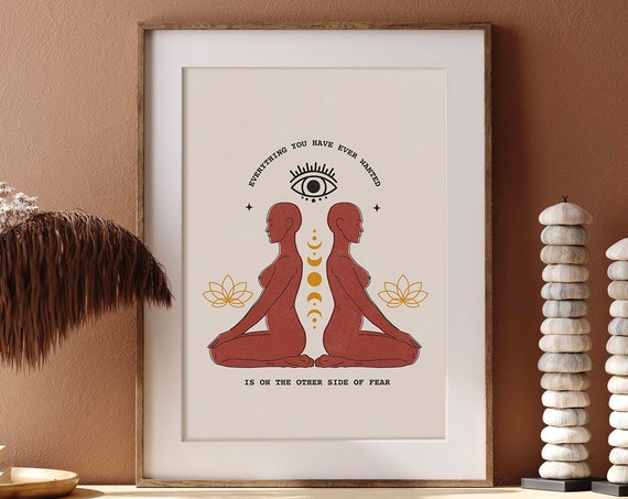 Mid Century Art Bohemian Wall Decor Burnt Orange Vintage Sun Spiritual Poster Motivational Quote Wall Art