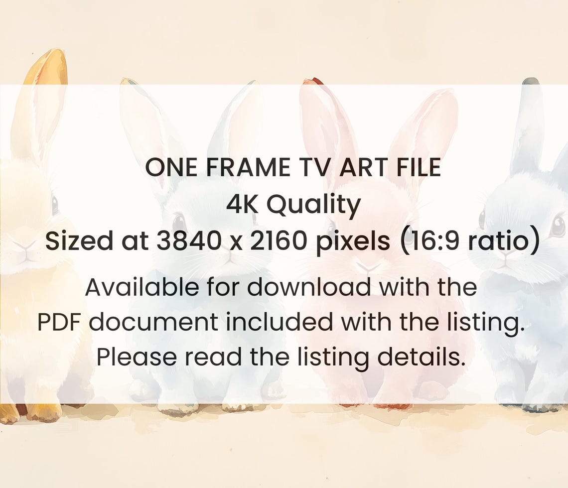 Four Pastel Easter Bunnies Watercolor Cute Spring Nursery Poster - Image 3