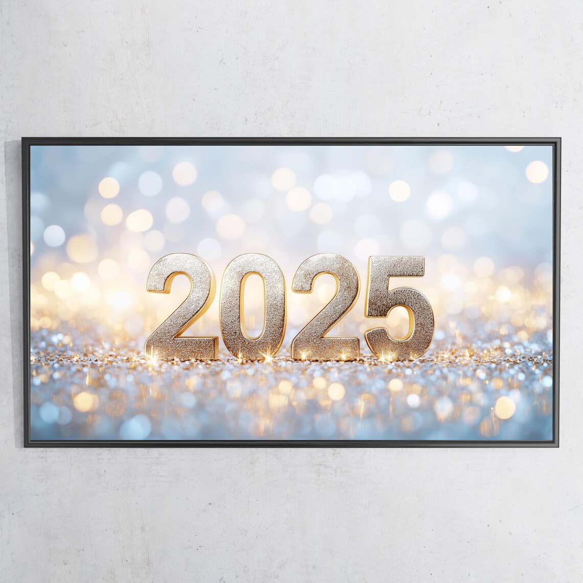 New Years Eve 2025 Golden Glitter Numbers Sparkling Bokeh Party Poster