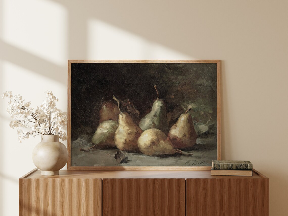 Vintage Fruit Prints Rustic Pears Wall Art Vintage Kitchen Art Print Fruit Still Life Painting Modern Farmhouse Rustic Still Life - Image 2