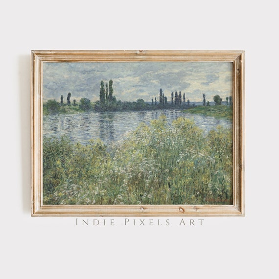 Spring Landscape Vintage Painting Monet Art Vintage Farmhouse Cottage Art Landscape Vintage Living Room Decor
