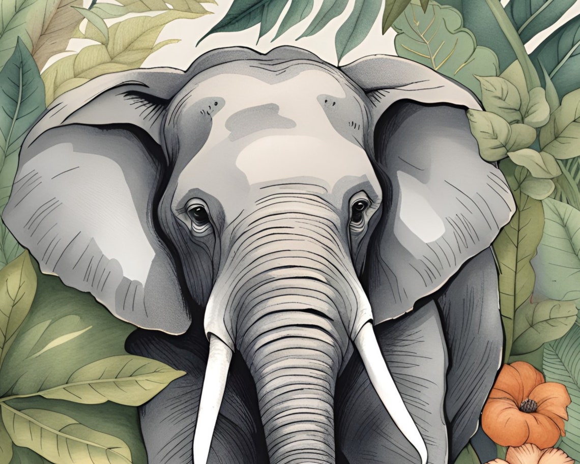 Wise Gentle Elephant Emerging from Dense Jungle Foliage Poster - Image 2