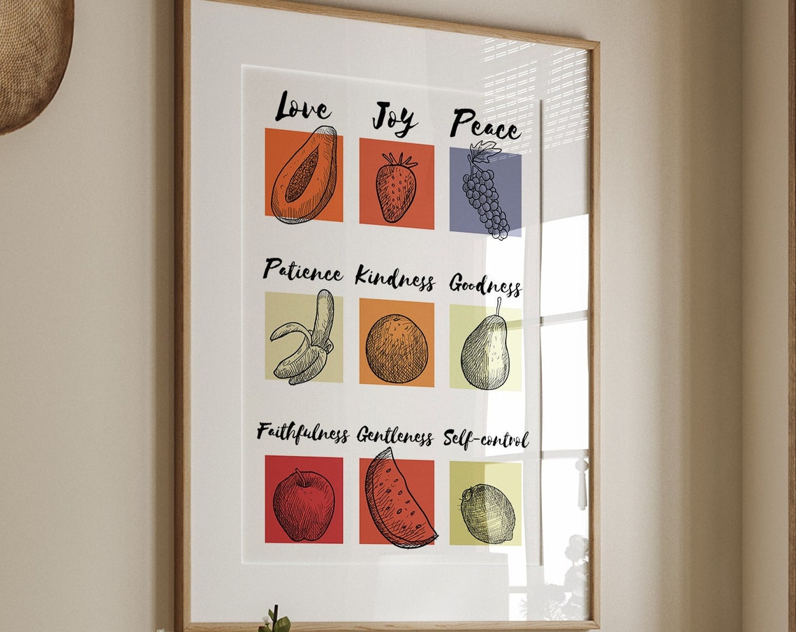 Fruits Of The Spirit Christian Quote Fruit Chart Boho Wall Art - Image 4