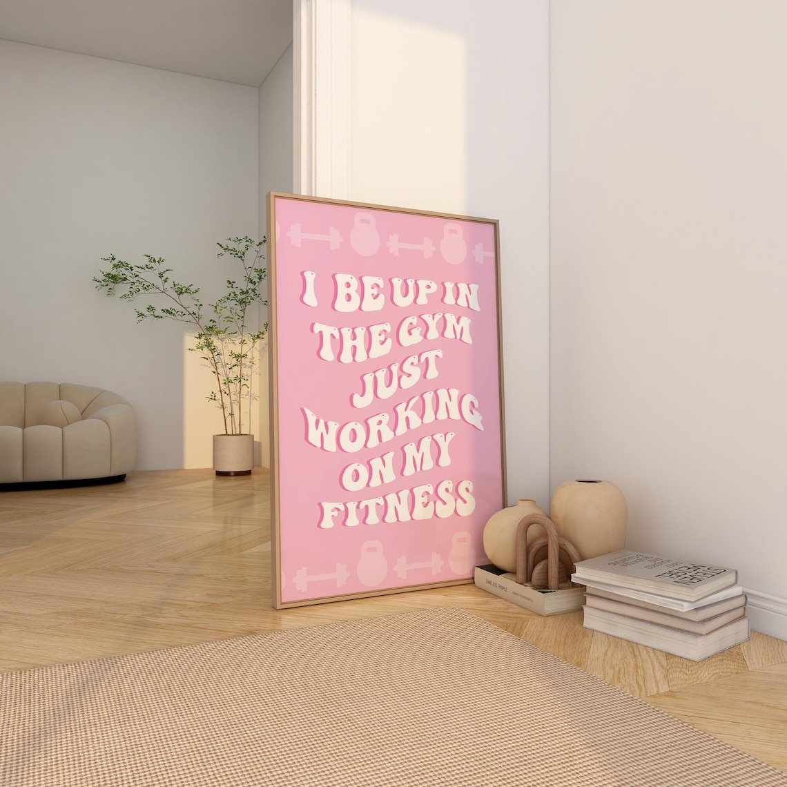 Pink Gym Girl Fitness Wall Art Print, Gym Decor - Image 4