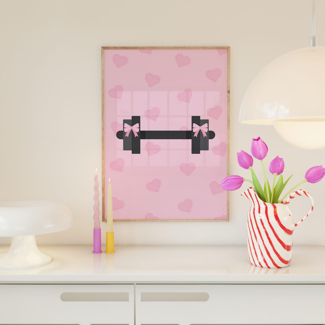 Coquette Dumbbell Print Trendy Gym Girl Poster Pink Girls Gym Wall Decor Pink Gym Girl Wall Art Gym Girl Room Decor Cute Gym Girl Aesthetic - Image 3