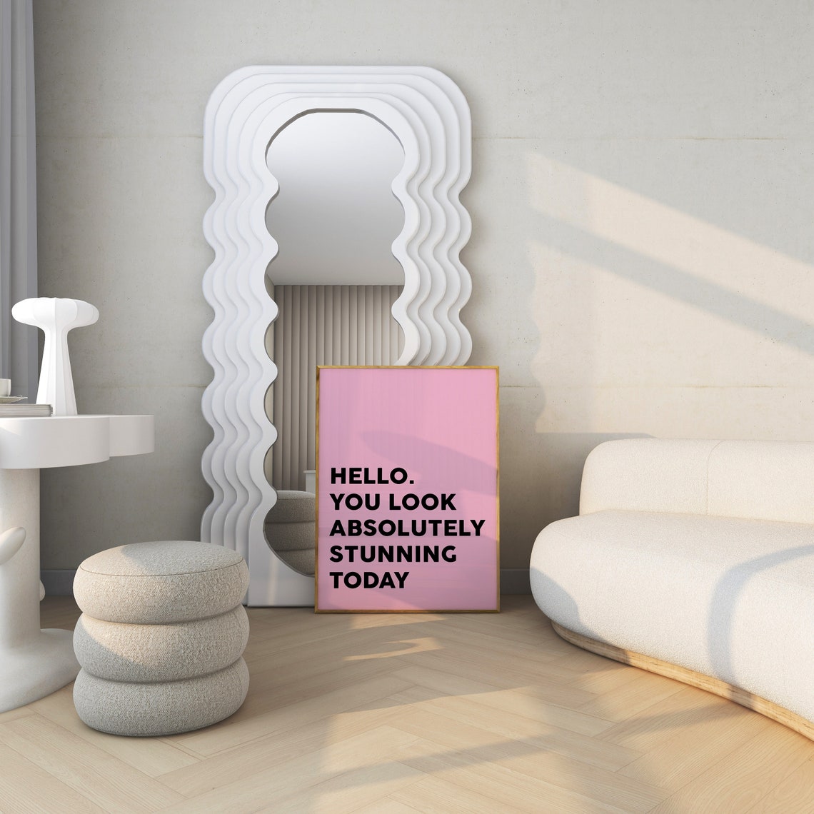 Hello You Look Absolutely Stunning Today Quote Pink Positive Poster - Image 2