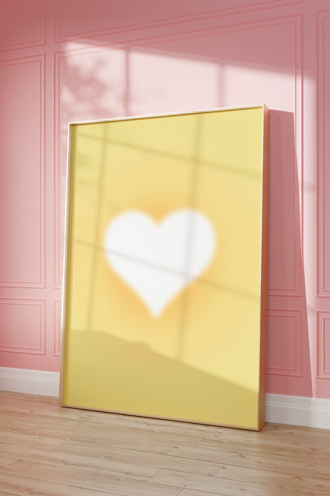 Yellow Heart Art Print, Yellow Trendy Room Decor - Image 2