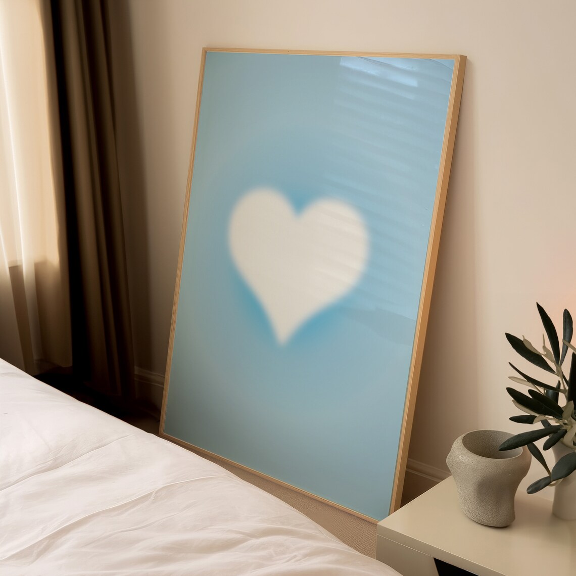 Blue Aura Heart Gradient Spiritual Trendy Minimal Dreamy Room Poster - Image 3
